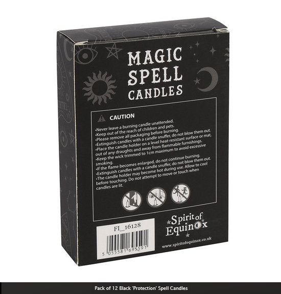 Pack of 12 small Black 'Protection' Spell Candles-H10cm x W1cm x D1cm Etsy