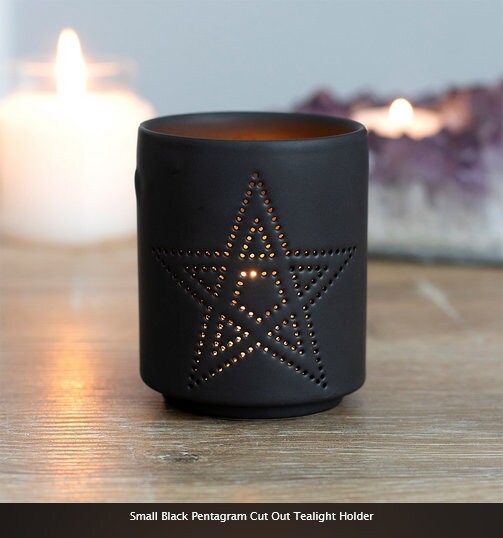 Small Black Pentagram Cut Out Tealight Holder H7cm W6cm D6cm ceramic Etsy