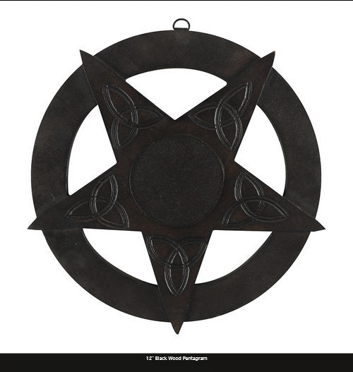 12 inch black Wood Pentagram carved celtic detailing  H29.5cm  W29 5cm  D1cm Etsy