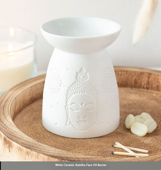 White Ceramic Buddha Face Oil Burner H12.5cm  W9.5cm  D9.5cm Etsy