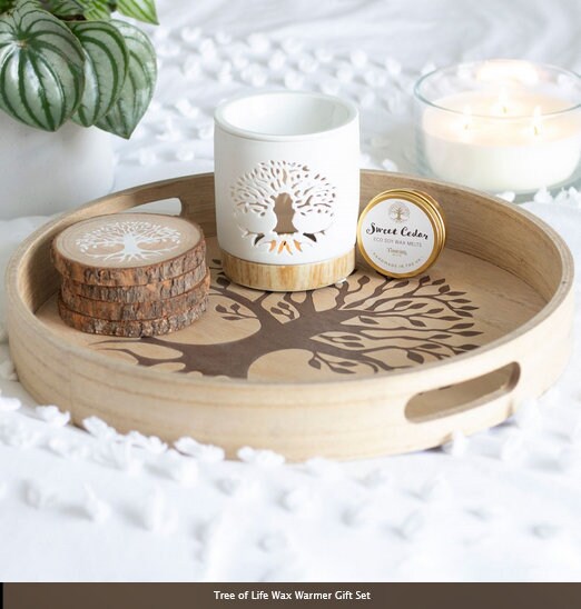 Tree of Life Wax Warmer Gift Set burner with sweet cedar soymelts H10.5cm x W9.5cm x D9.5cm Etsy