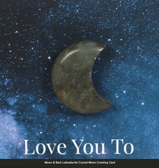 Moon & Back Labradorite Crystal Moon Greeting Card H15cm x W10.5cm x D1cm Etsy