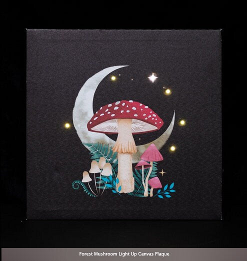 Forest Mushroom Light Up Canvas Plaque  H30cm  W30cm  D2.5cm Etsy