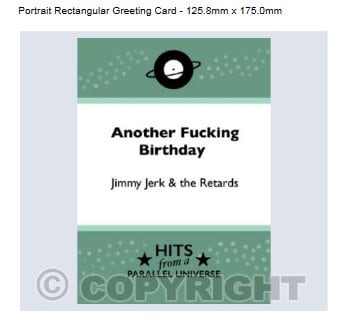 Another Fucking Birthday" by Jimmy Jerk and the Retards-original,exclusive, hand-made greeting card Etsy