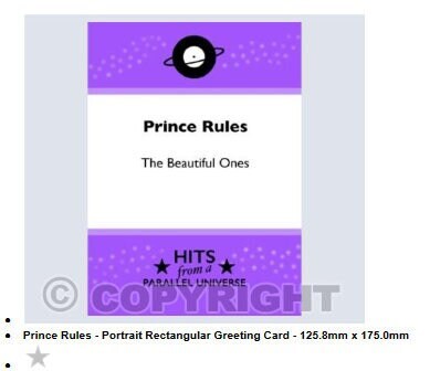 Prince Rules exclusive, hand-made, original greeting card.Rectangular Greeting Card - 125.8mm x 175.0mm Etsy