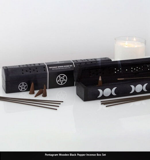 Pentagram Wooden Black Pepper Incense Box Set H6.5cm x W31cm x D6cm Etsy