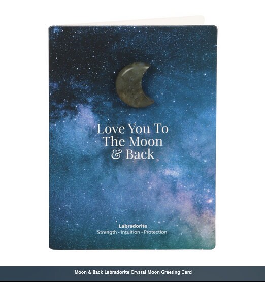 Moon & Back Labradorite Crystal Moon Greeting Card H15cm x W10.5cm x D1cm Etsy