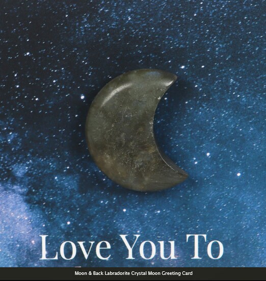 Moon & Back Labradorite Crystal Moon Greeting Card H15cm x W10.5cm x D1cm Etsy