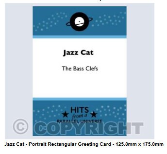 Jazz Cat exclusive, hand-made, original greeting card.Rectangular Greeting Card - 125.8mm x 175.0mm Etsy