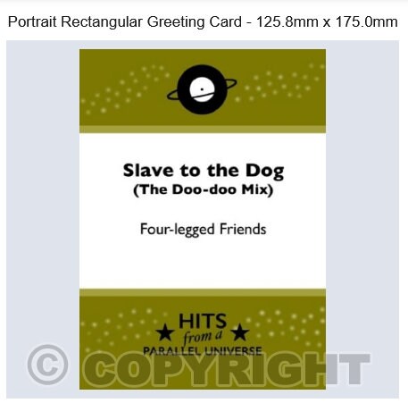 Slave to the Dog  exclusive, hand-made, original greeting card.Rectangular Greeting Card - 125.8mm x 175.0mm Etsy