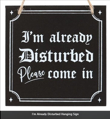 I'm Already Disturbed Hanging Sign black, H12cm x W12cm x D0.8cm wichy gothic Etsy