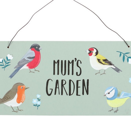 Mum's Garden British Garden Birds Sign, mdf, H10cm x W20cm x D0.8cm Etsy