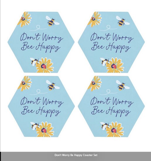 Dont Worry Be Happy 4coaster set.mdf H0.6cm x W10cm x D9cm Etsy