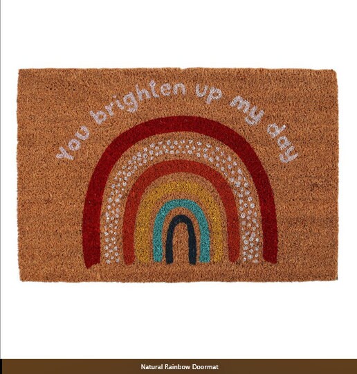 Natural coir Rainbow Doormat  H40cm x W60cm x D2cm Etsy