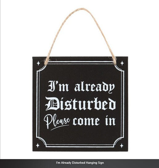 I'm Already Disturbed Hanging Sign black, H12cm x W12cm x D0.8cm wichy gothic Etsy