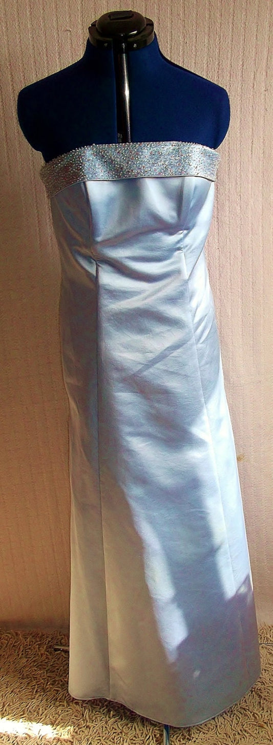 Stunning Vintage Baby Blue Satin Evening/Wedding Dress. Size 12 Etsy