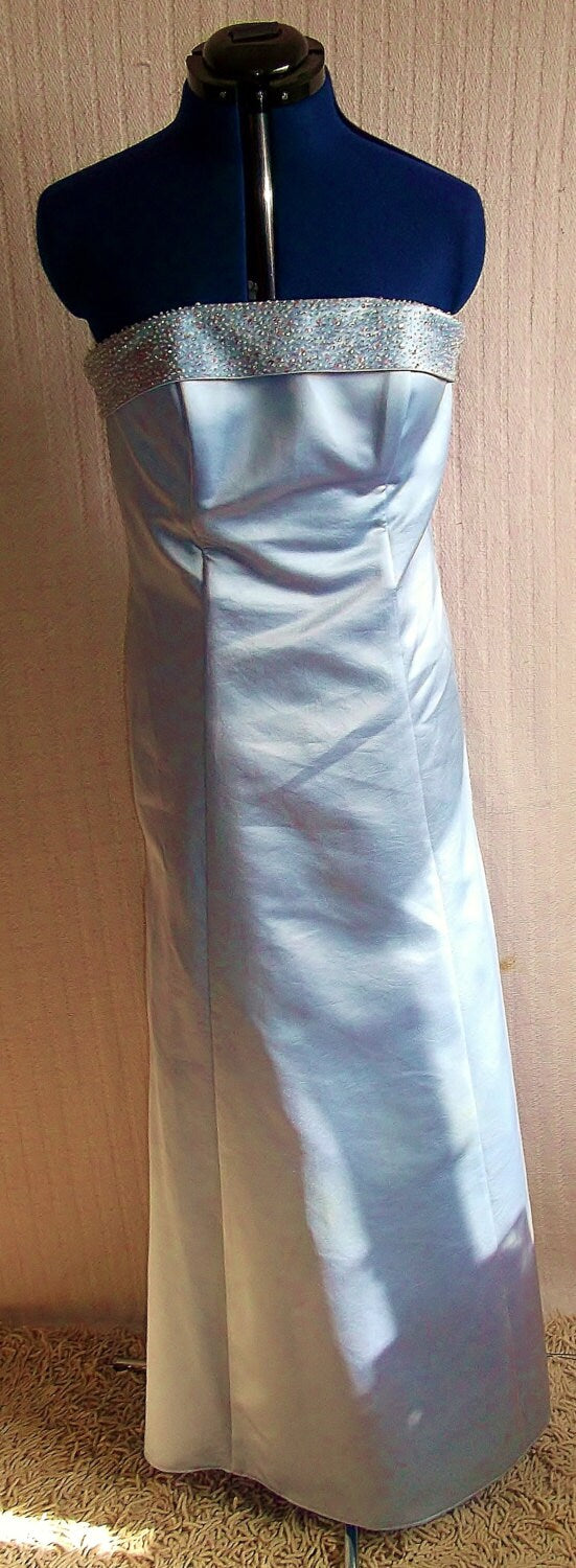 Stunning Vintage Baby Blue Satin Evening/Wedding Dress. Size 12 Etsy