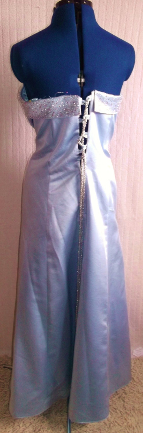 Stunning Vintage Baby Blue Satin Evening/Wedding Dress. Size 12 Etsy