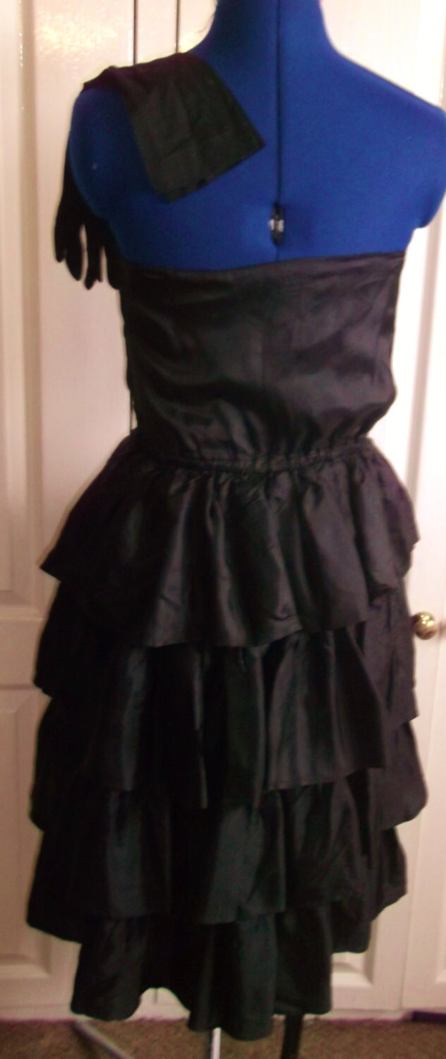 True Vintage/retro black tiered rara stapless goth/victorian dress 80s Etsy