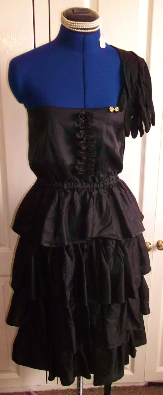 True Vintage/retro black tiered rara stapless goth/victorian dress 80s Etsy