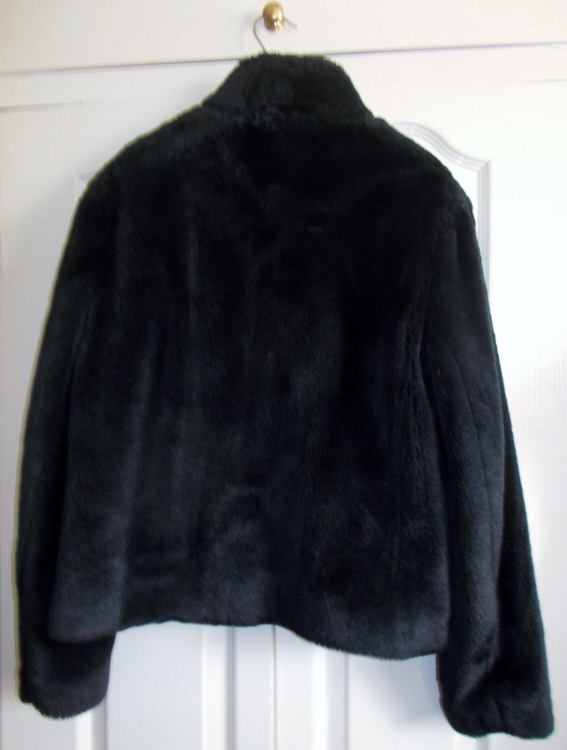 Vintage Glam Black faux fur jacket. Size 14. Etsy