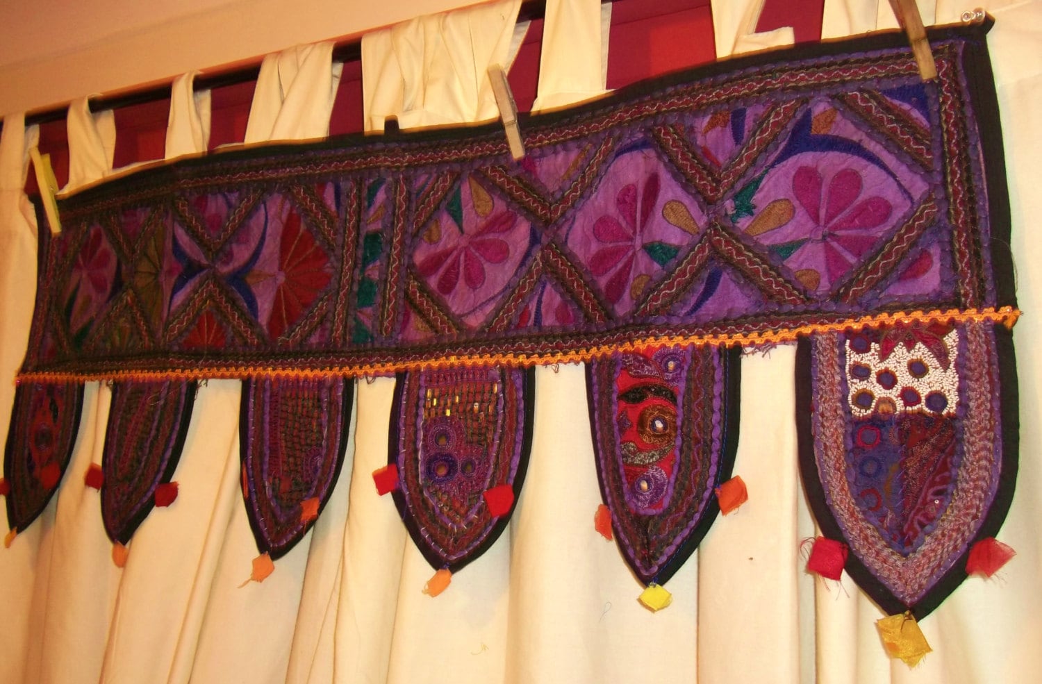 Indian Toran-Ornamentation for over doors, windows-embroidered & Shisha mirrors Etsy