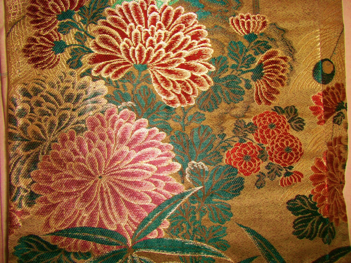 true Vintage Japanese obi maru peacock flower silk piece-craft fabric.collectors item Etsy