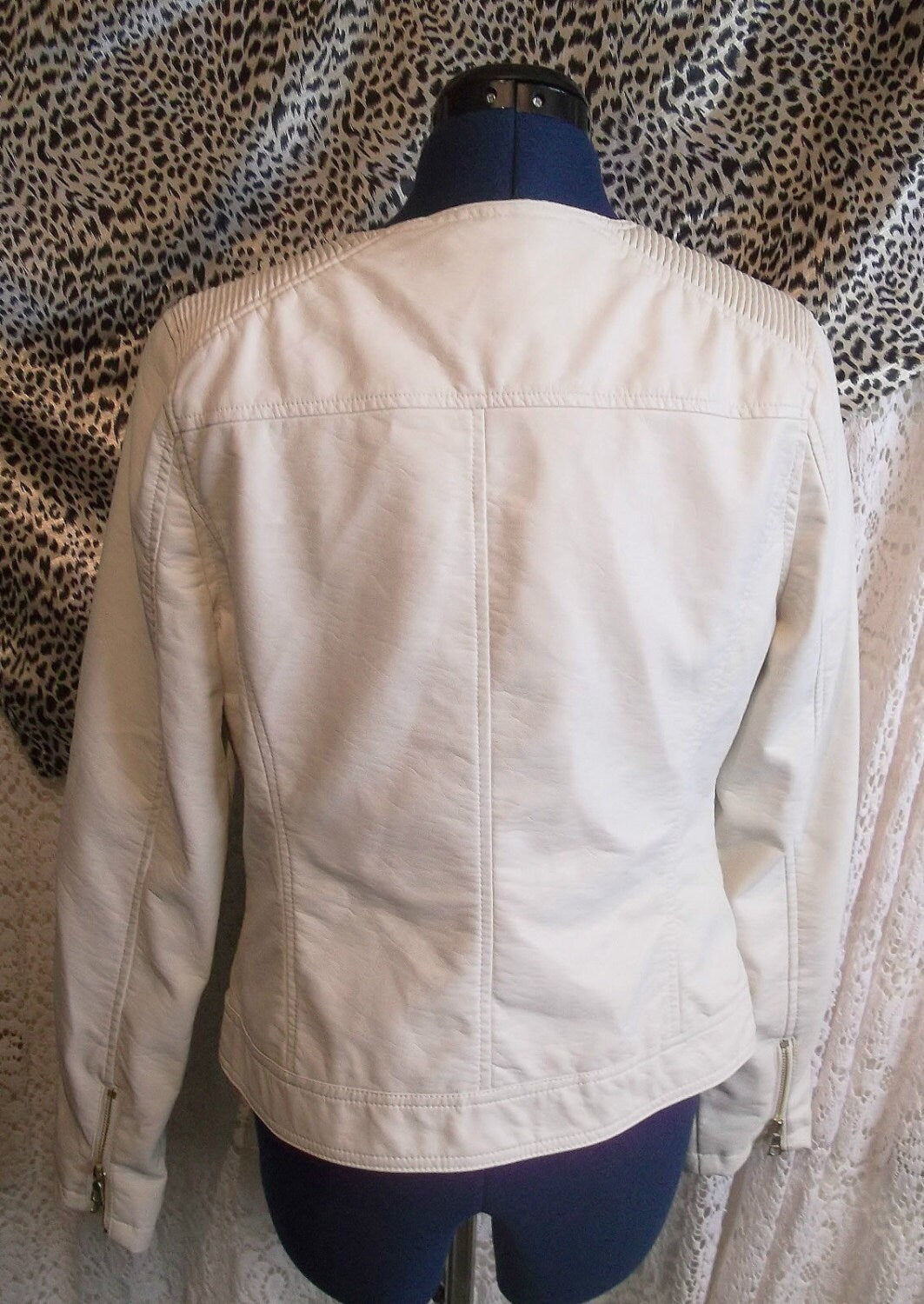 Vintage Size 12 "Tu" Label, Cream soft leather biker style jacket-top quality Etsy