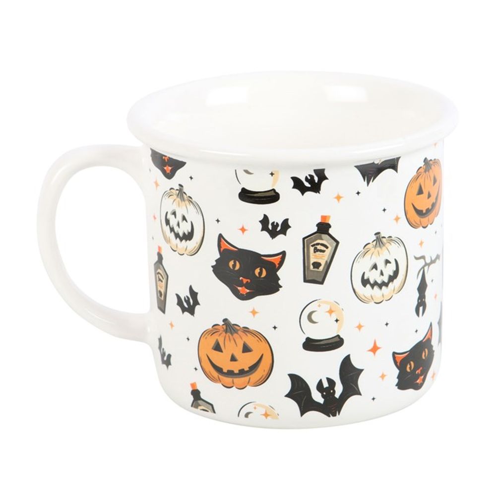 Spooky Cat and Pumpkin Print Mug N/A