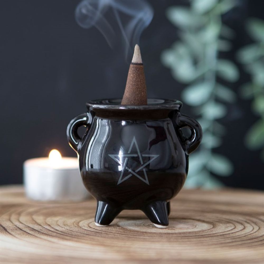 Pentagram Cauldron Ceramic Incense Holder N/A