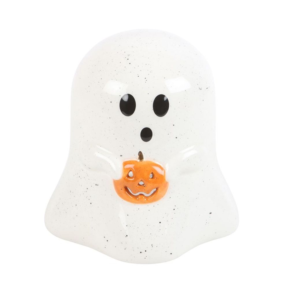 Ghost Shaped Tealight Candle Holder with Pumpkin N/A