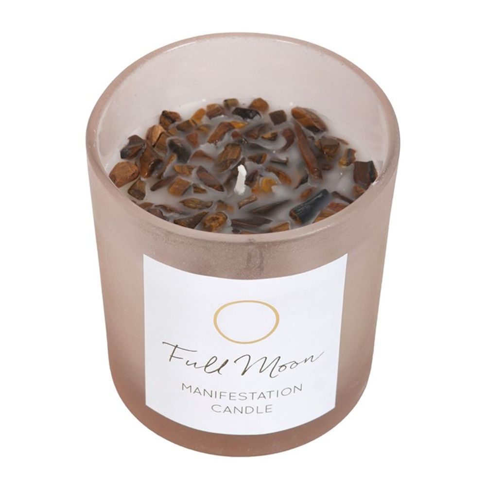 Full Moon Eucalyptus Manifestation Candle with Tiger's Eye N/A