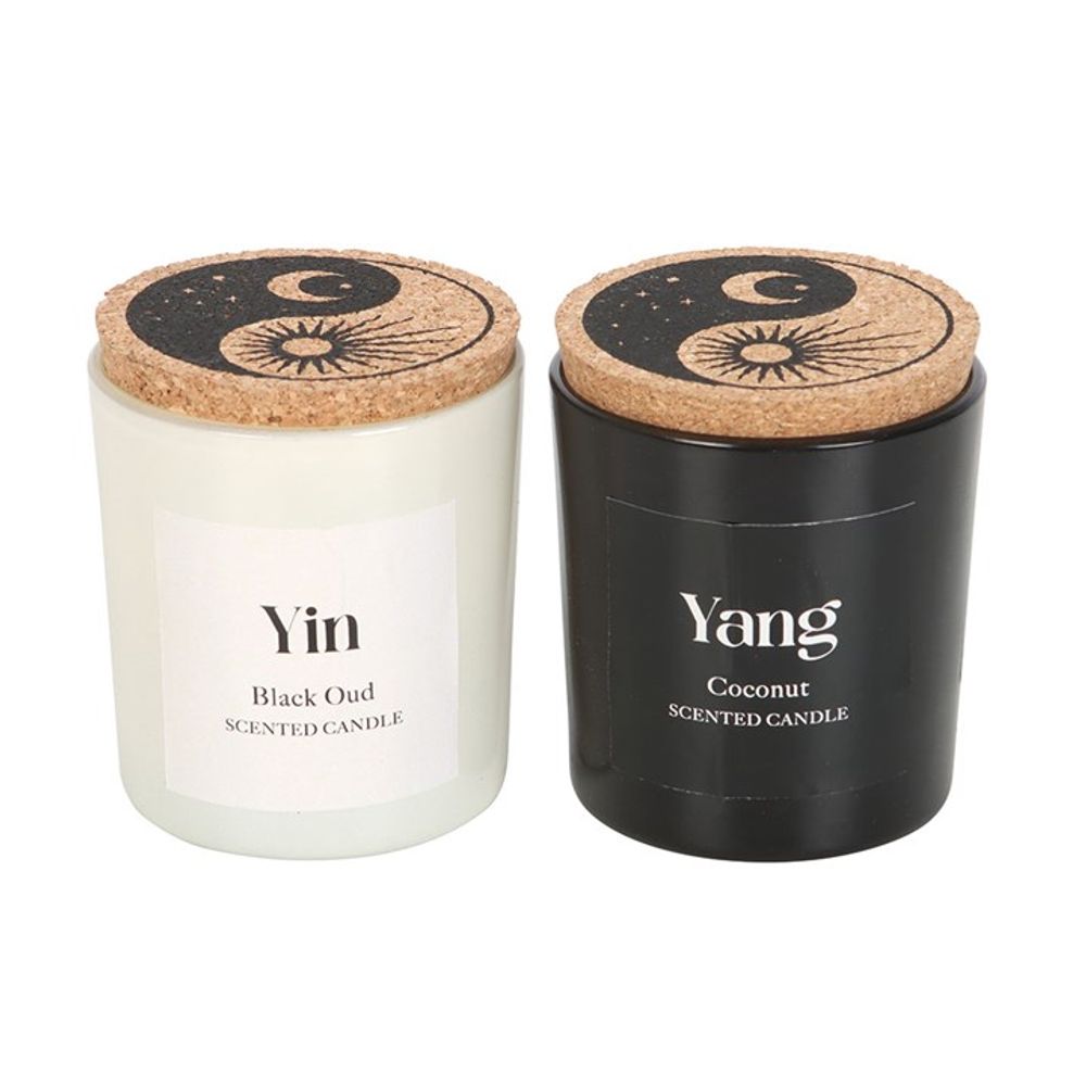 Set of 2 Yin Yang Black Oud and Coconut Candles N/A