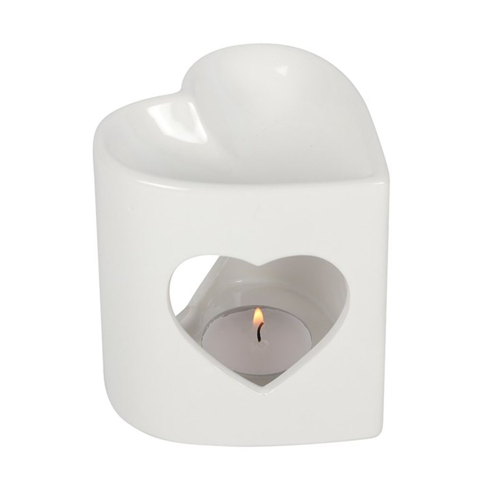 10cm White Heart Cutout Oil Burner N/A