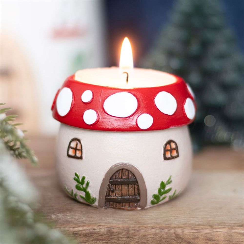 Mushroom House Resin Tealight Holder N/A