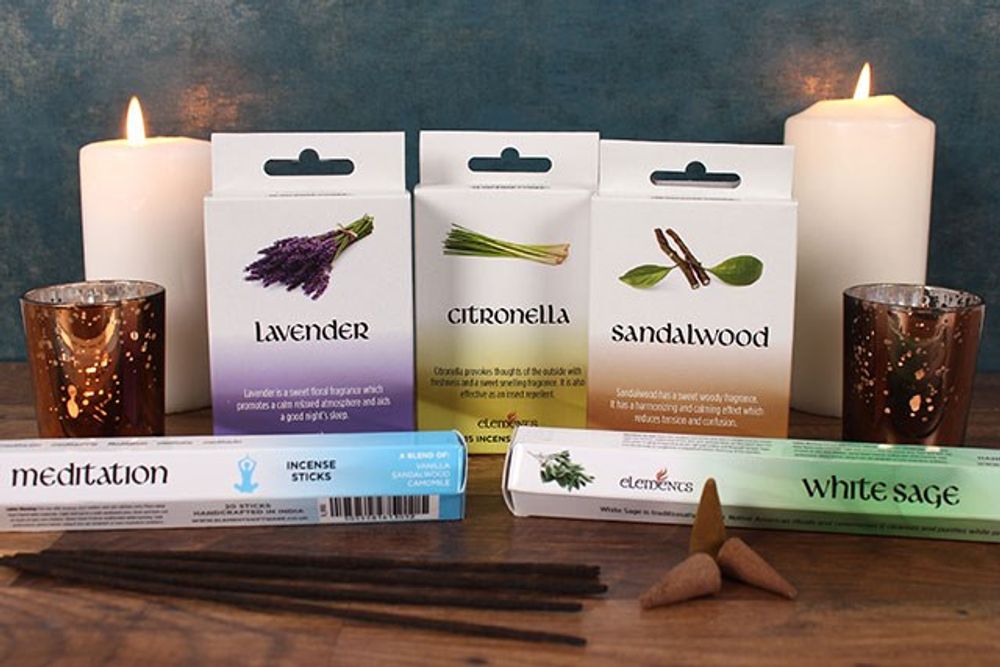 Set of 12 Packets of Elements Sandalwood Incense Cones N/A