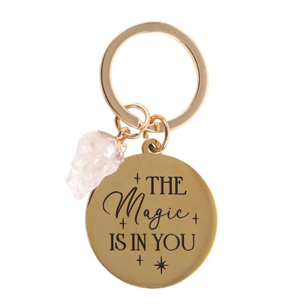 The Magic Is In You Rose Quartz Crystal Keyring N/A