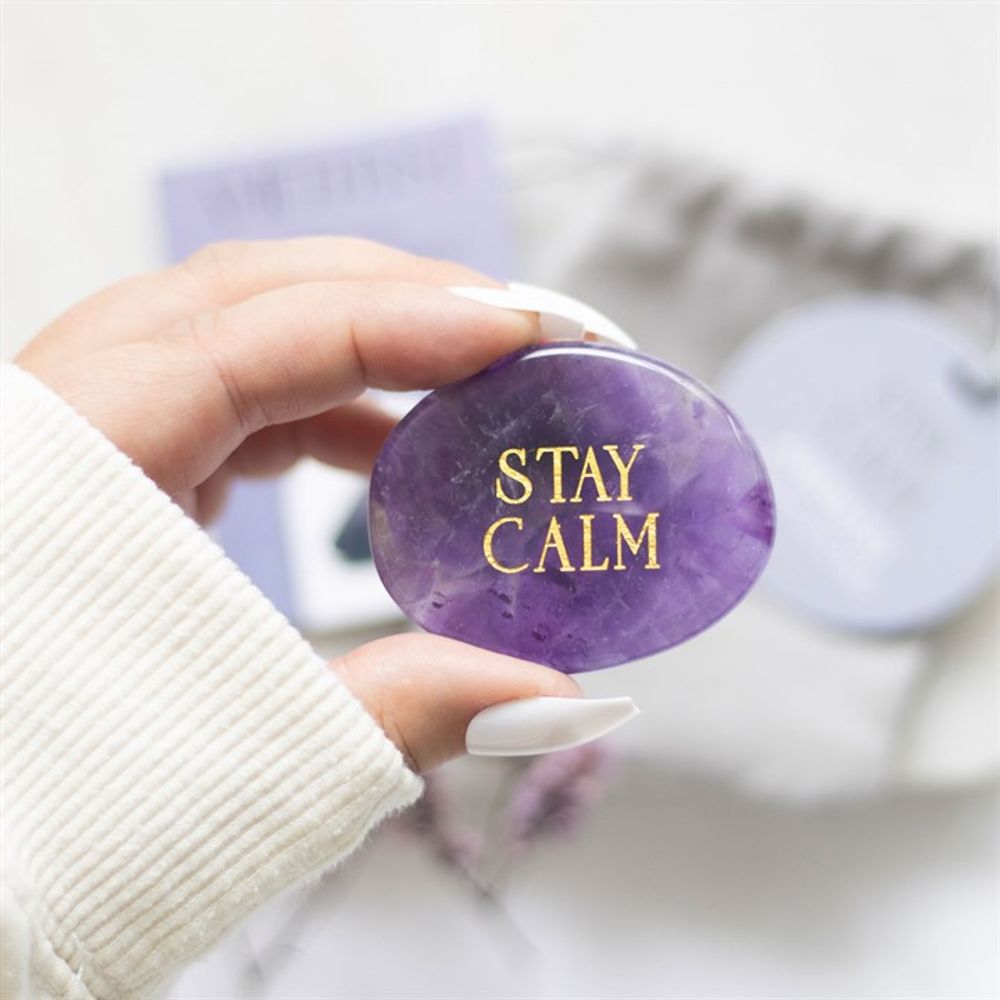 Stay Calm Amethyst Crystal Palm Stone N/A