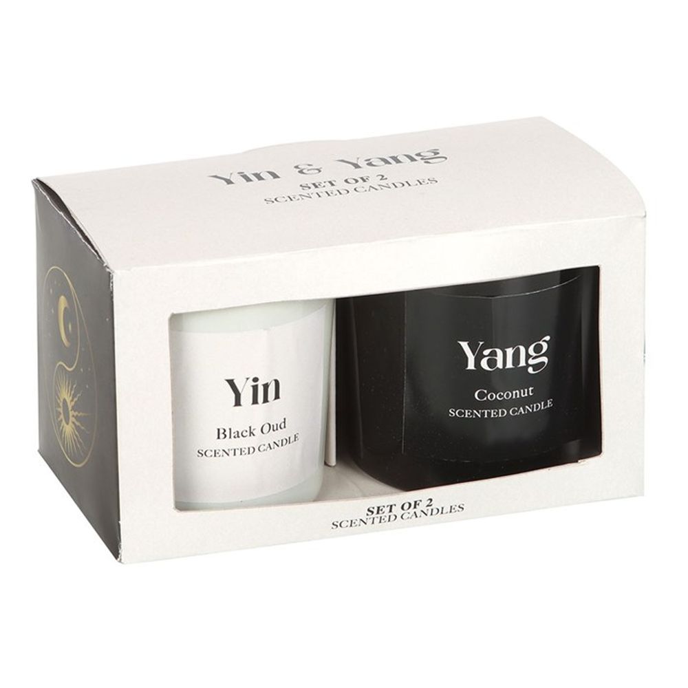 Set of 2 Yin Yang Black Oud and Coconut Candles N/A