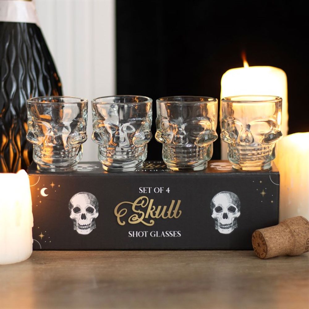 Set of 4 Skull Shot Glasses Set N/A