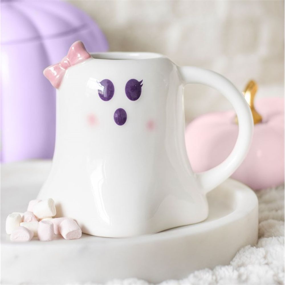 Mrs Boo Ghost Shaped Mug with Bow N/A