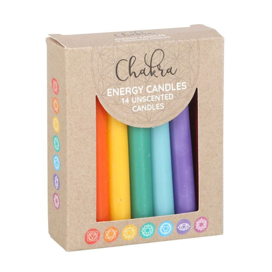 Pack of 14 Unscented Chakra Energy Candles N/A