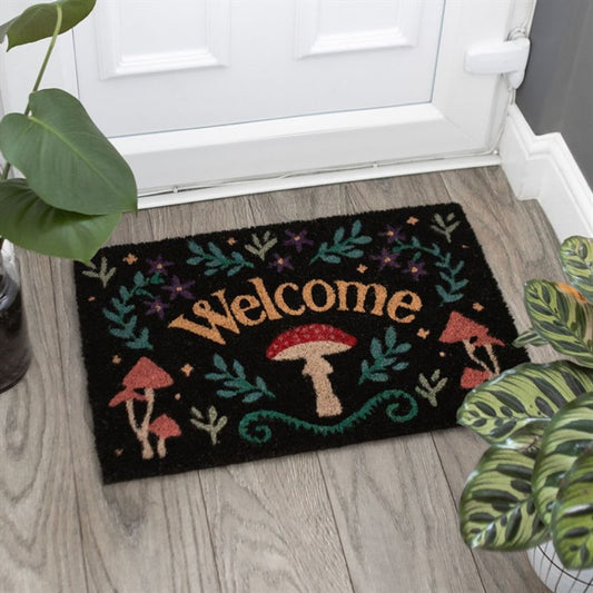 Black Mushroom Welcome Doormat N/A