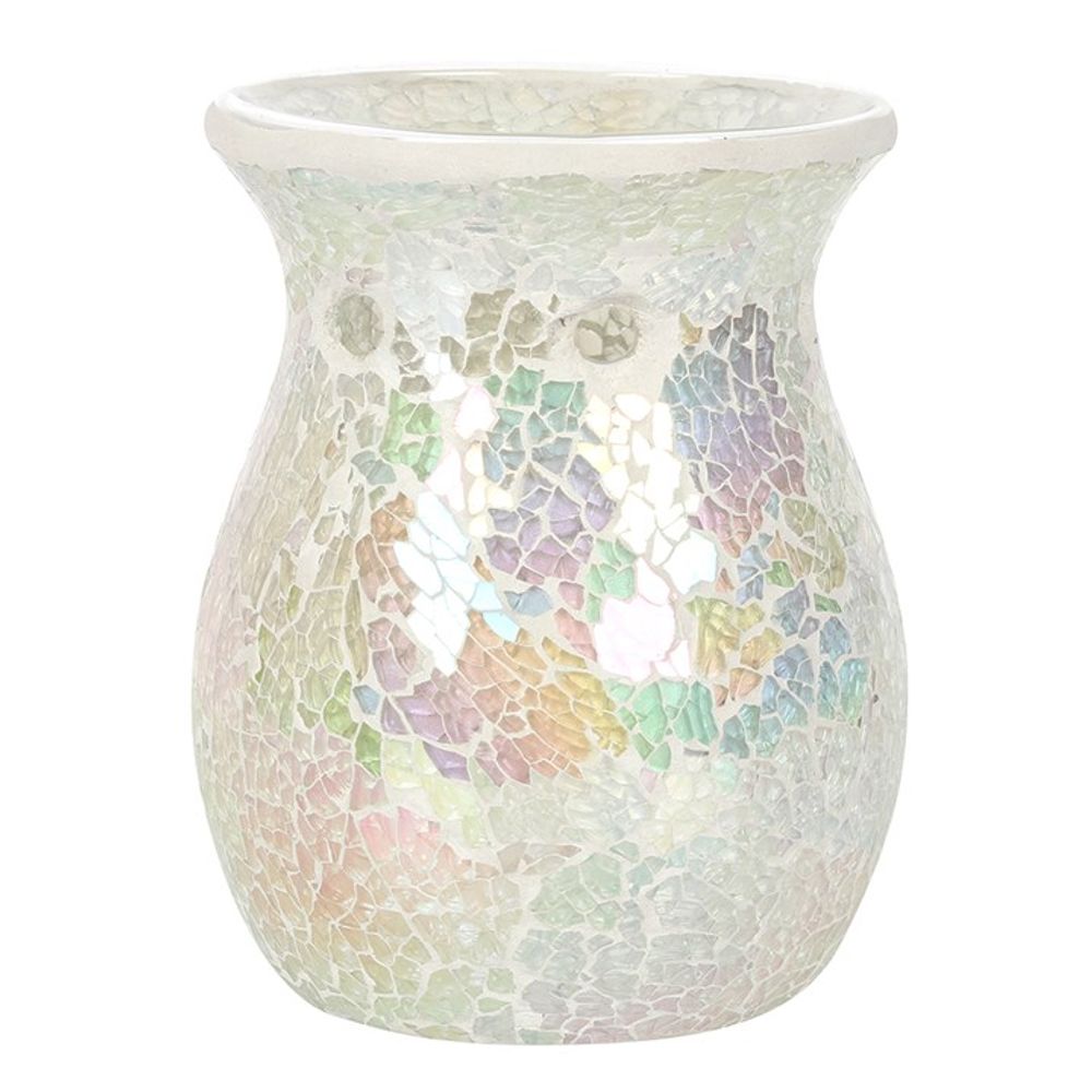 Large White Iridescent Crackle Oil Burner N/A