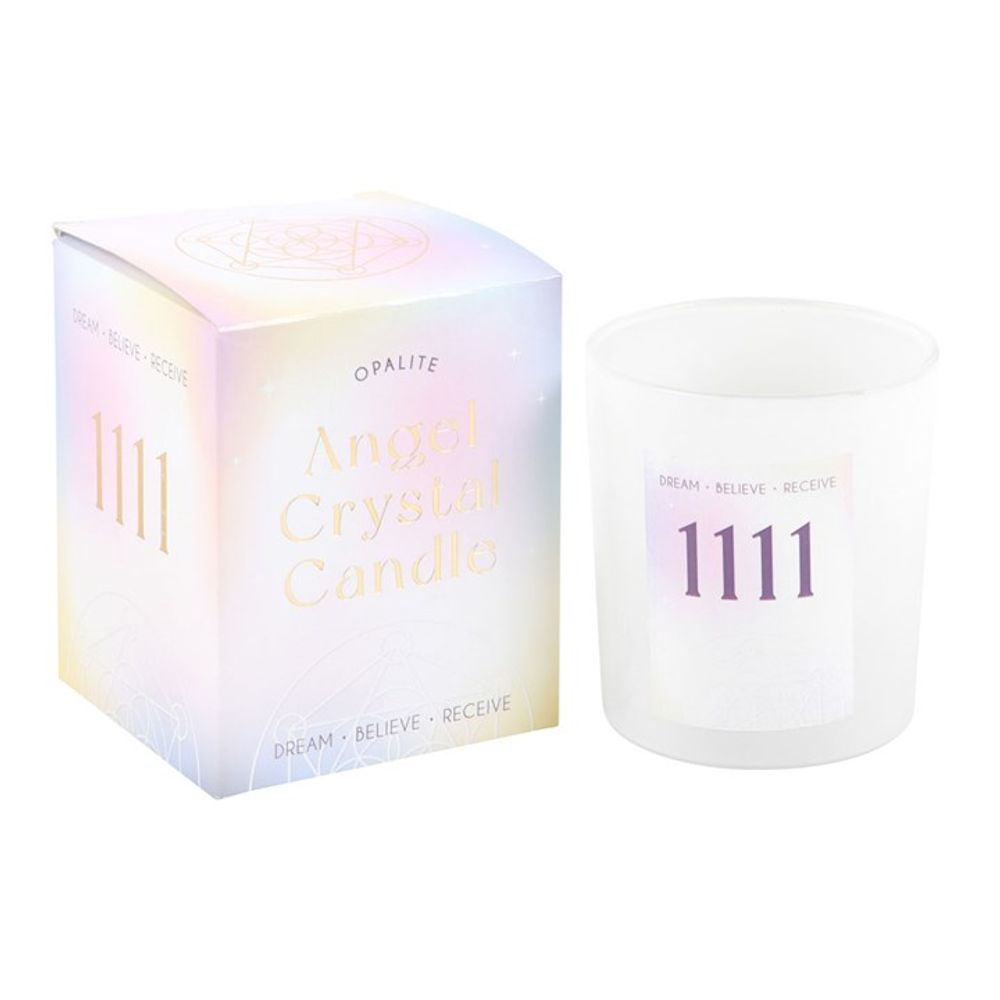 1111 Angel Number Crystal Chip Candle N/A