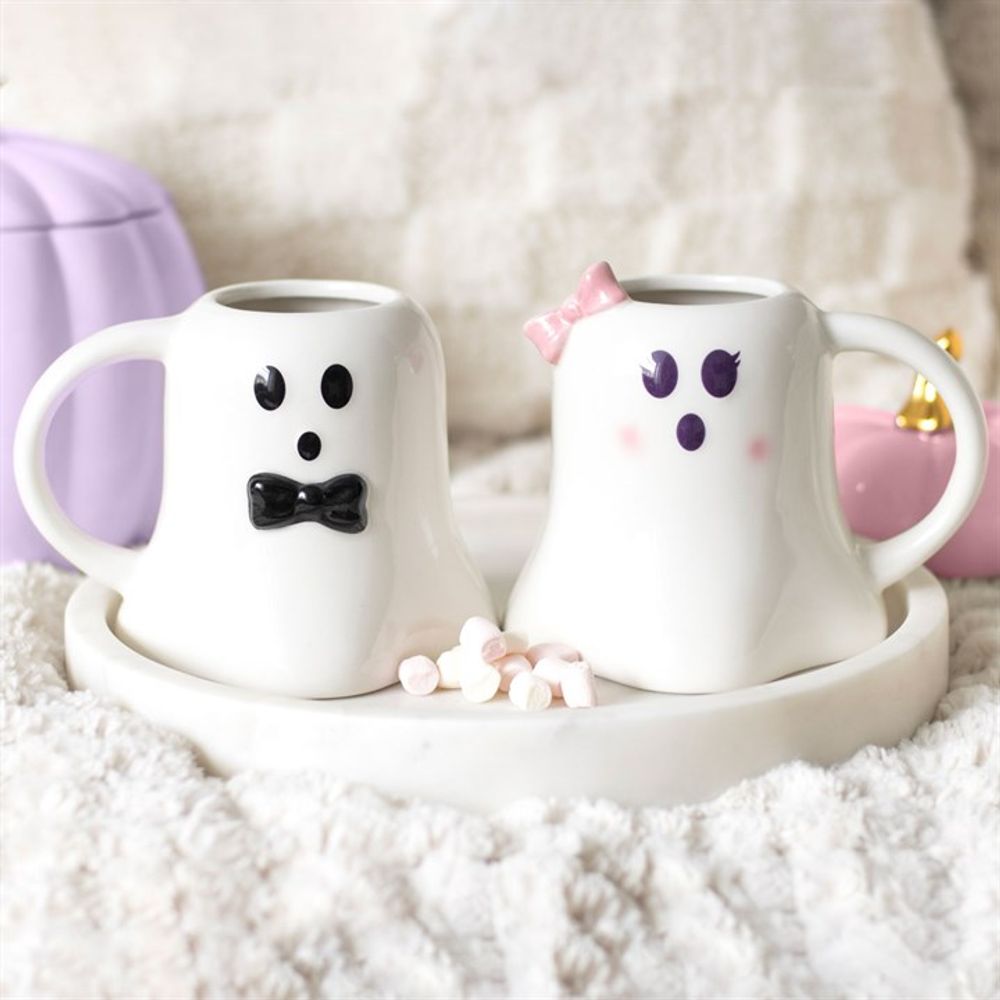 Mr and Mrs Boo Ghost Shaped Mug Set N/A