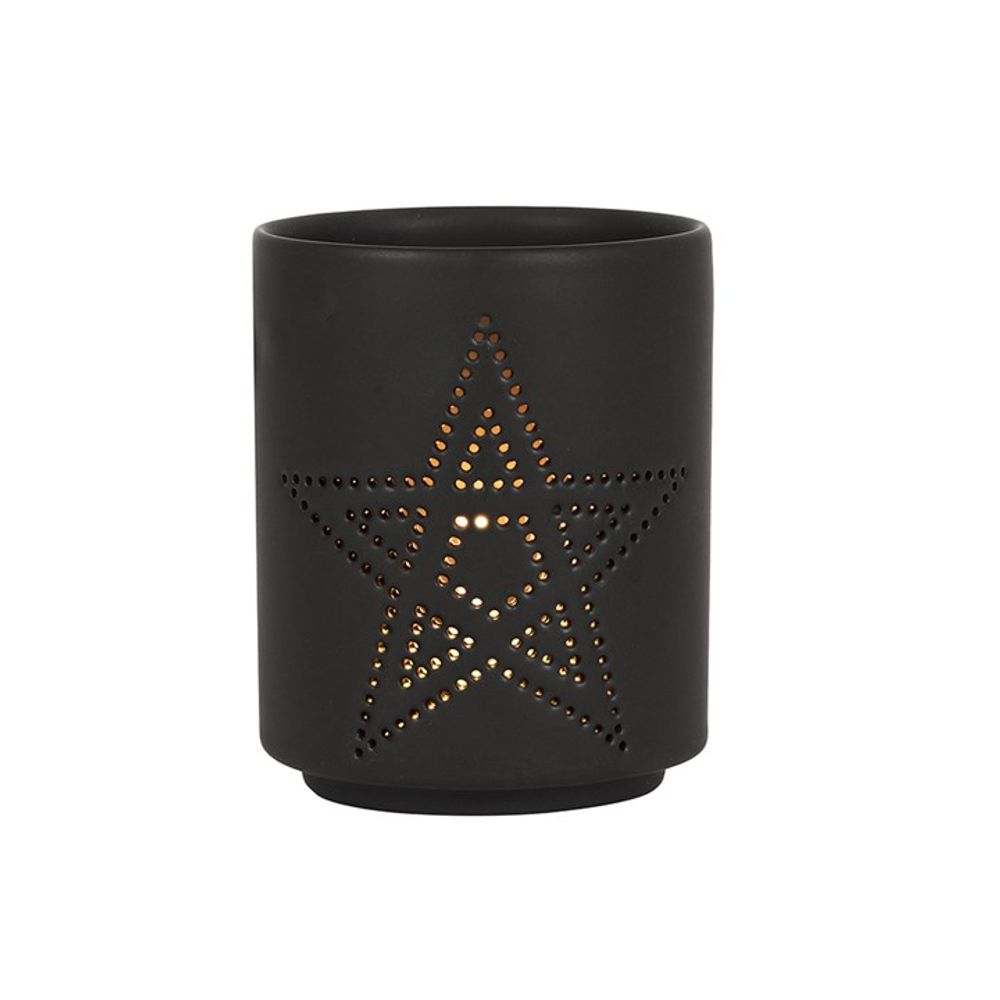 Small Black Pentagram Cut Out Tealight Holder N/A