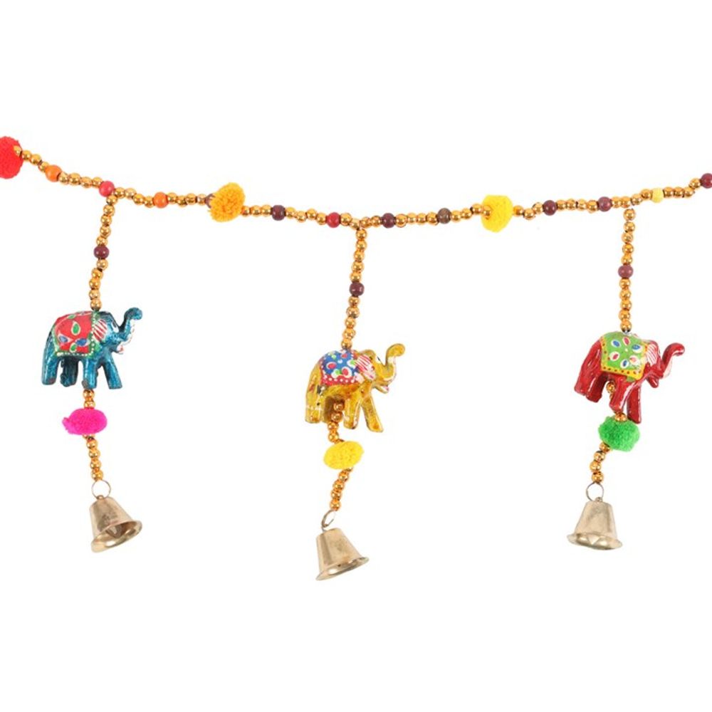 Hanging Elephant Garland with Beads and Bells N/A