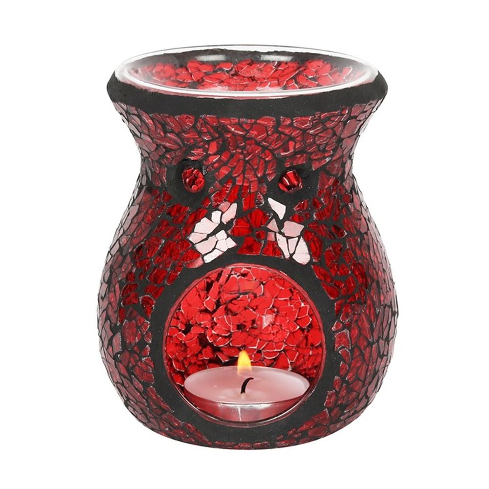 Small Red Crackle Glass Oil Burner N/A