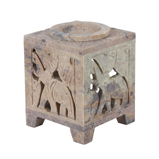 Carved Elephant Soapstone Oil Burner N/A